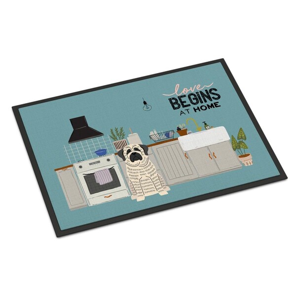 Carolines Treasures 24 x 36 in. White Mastiff Brindle Kitchen Scene Indoor or Outdoor Mat CK7720JMAT - main